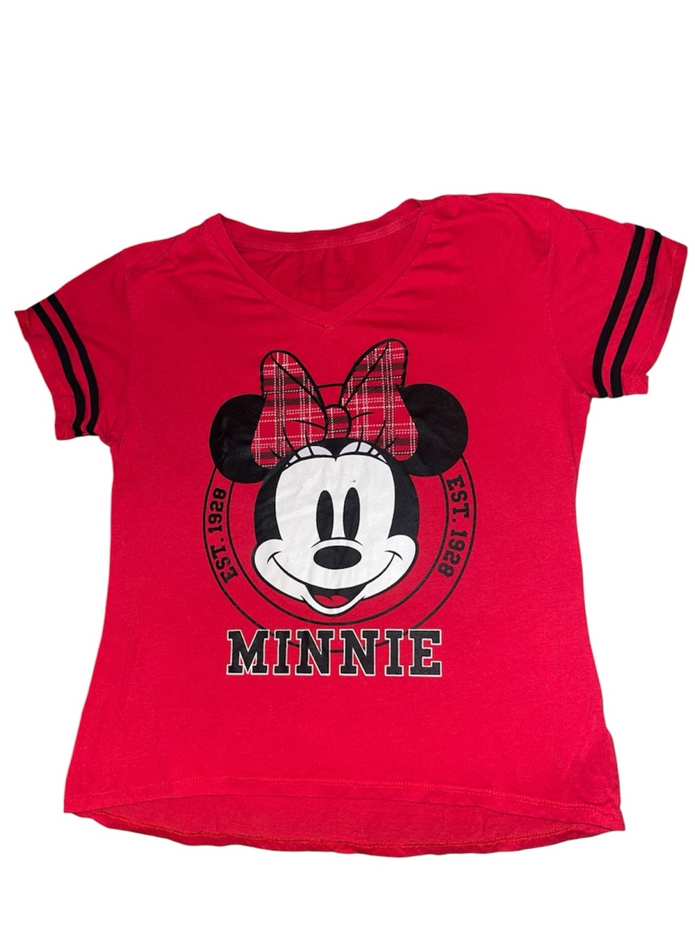 DISNEY Minnie Mouse with Plaid Bow Pajama Tee Size Small